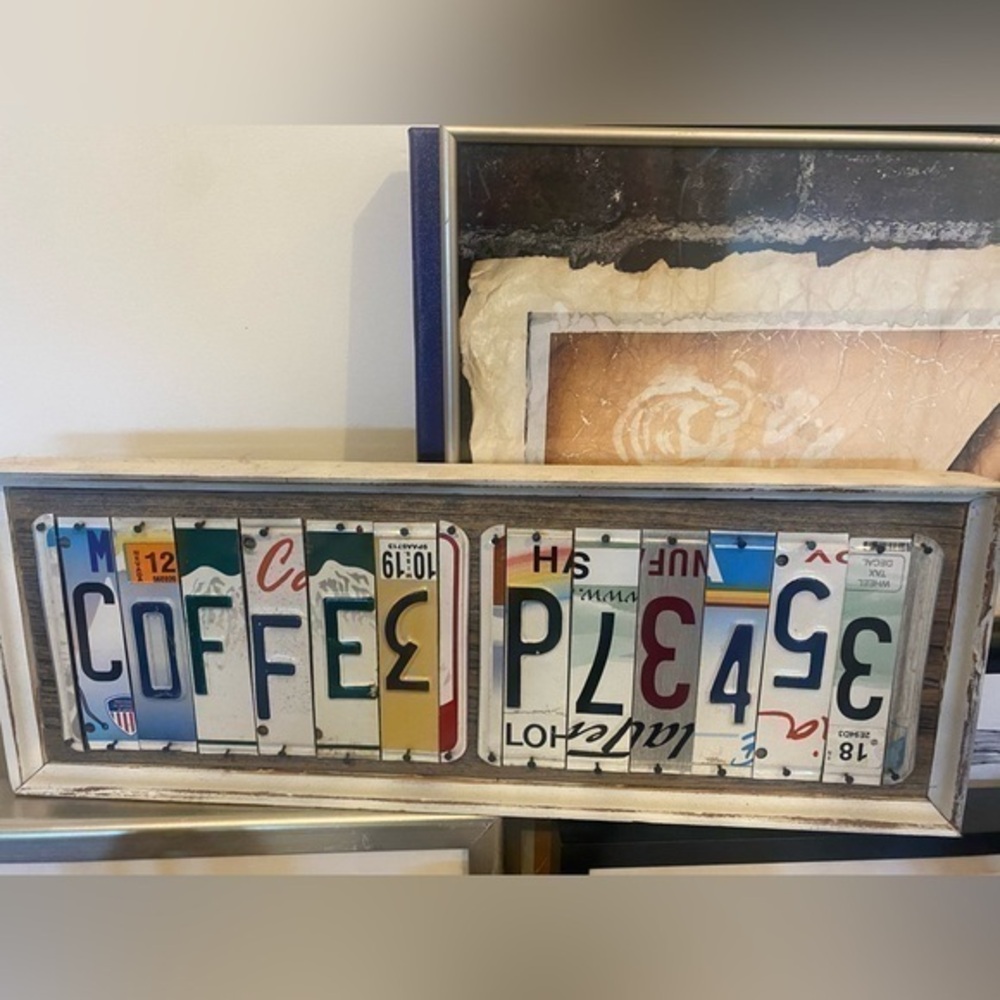 Coffee Please license plate wall art